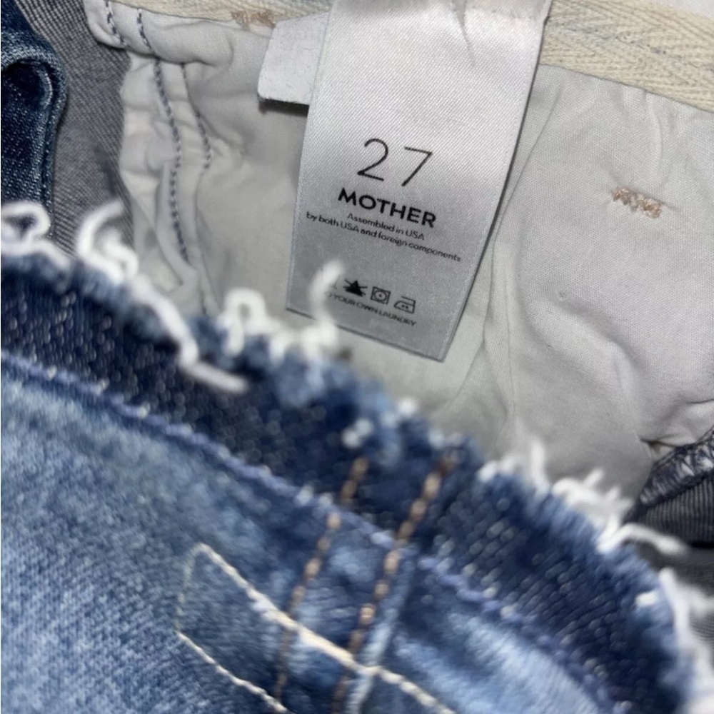 Mother Distressed Jeans Straight Leg Dazzler XYZ Double Fray Helter Skelter 27 - Picture 9 of 10